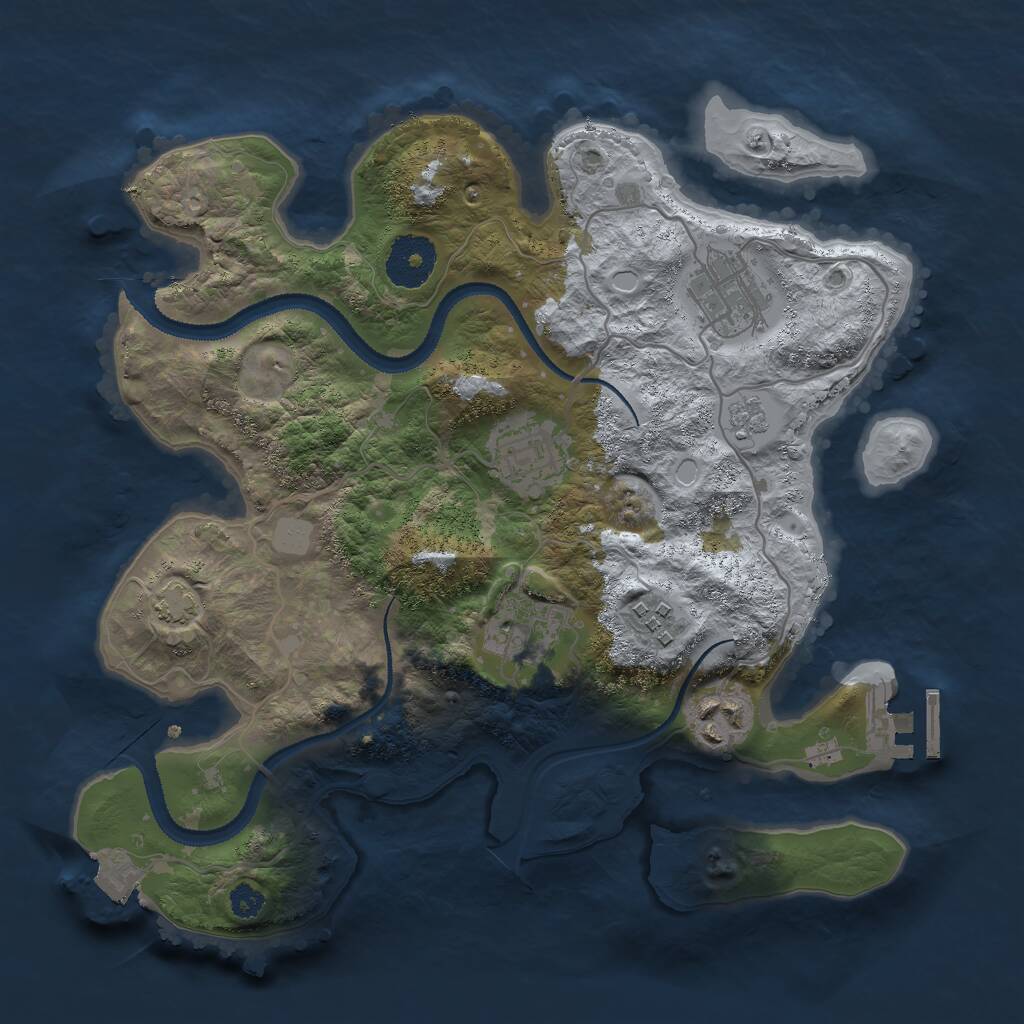 Rust Map: Procedural Map, Size: 3000, Seed: 20945, 9 Monuments