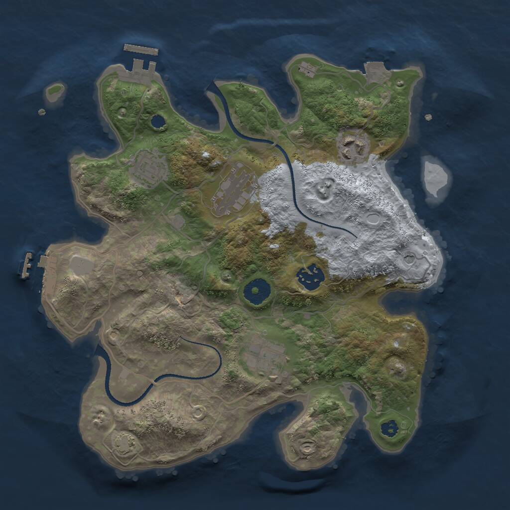 Rust Map: Procedural Map, Size: 3000, Seed: 642089194, 10 Monuments