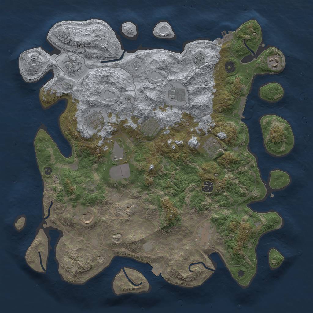 Rust Map: Procedural Map, Size: 4050, Seed: 1386559919, 19 Monuments