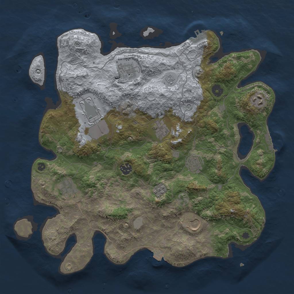 Rust Map: Procedural Map, Size: 3750, Seed: 248945, 17 Monuments