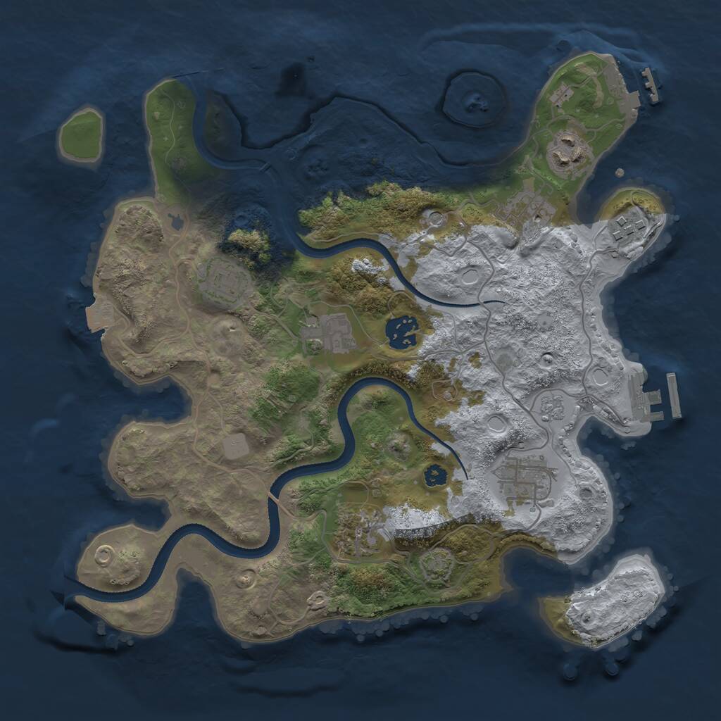 Rust Map: Procedural Map, Size: 3200, Seed: 684895841, 14 Monuments