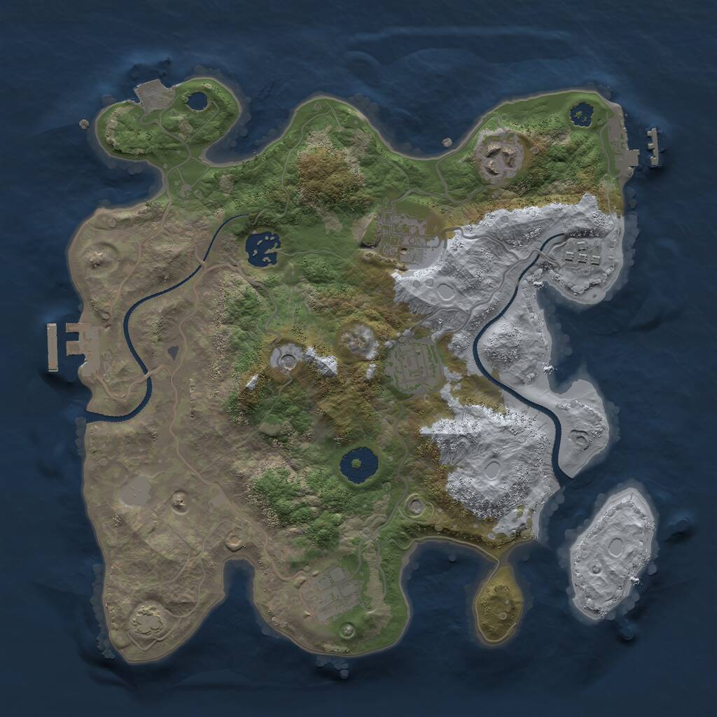 Rust Map: Procedural Map, Size: 3000, Seed: 670733300, 11 Monuments