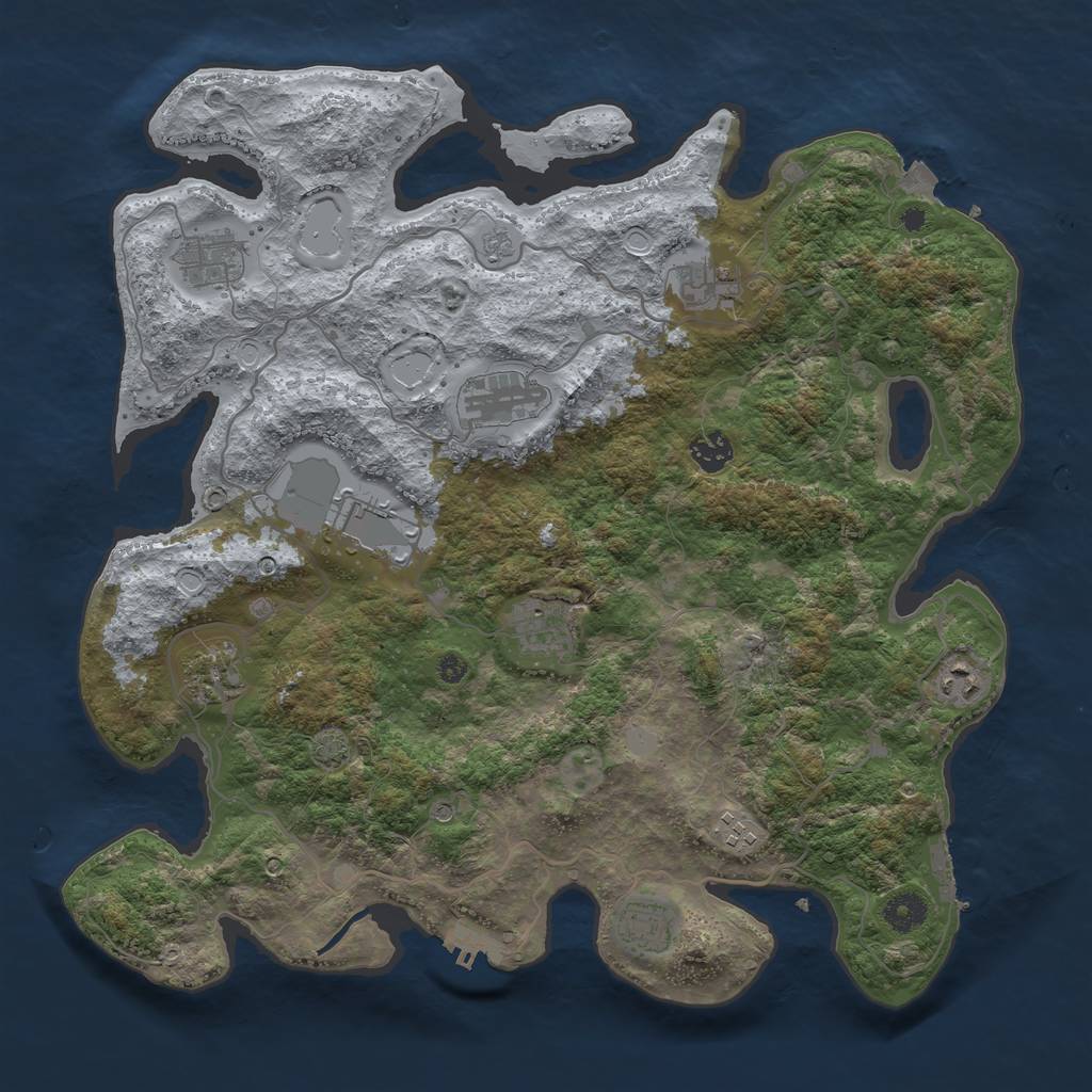 Rust Map: Procedural Map, Size: 4000, Seed: 18658776, 18 Monuments