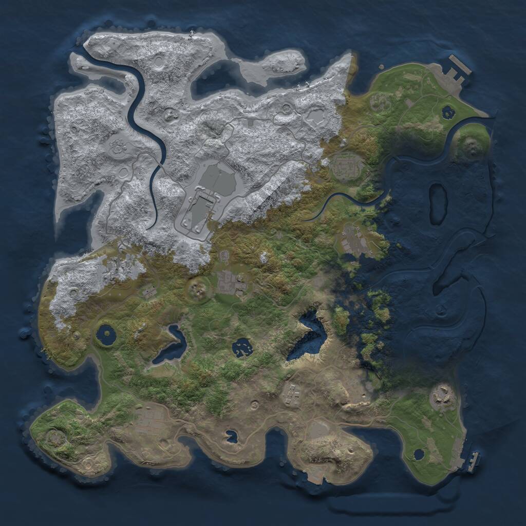Rust Map: Procedural Map, Size: 4000, Seed: 18658776, 16 Monuments