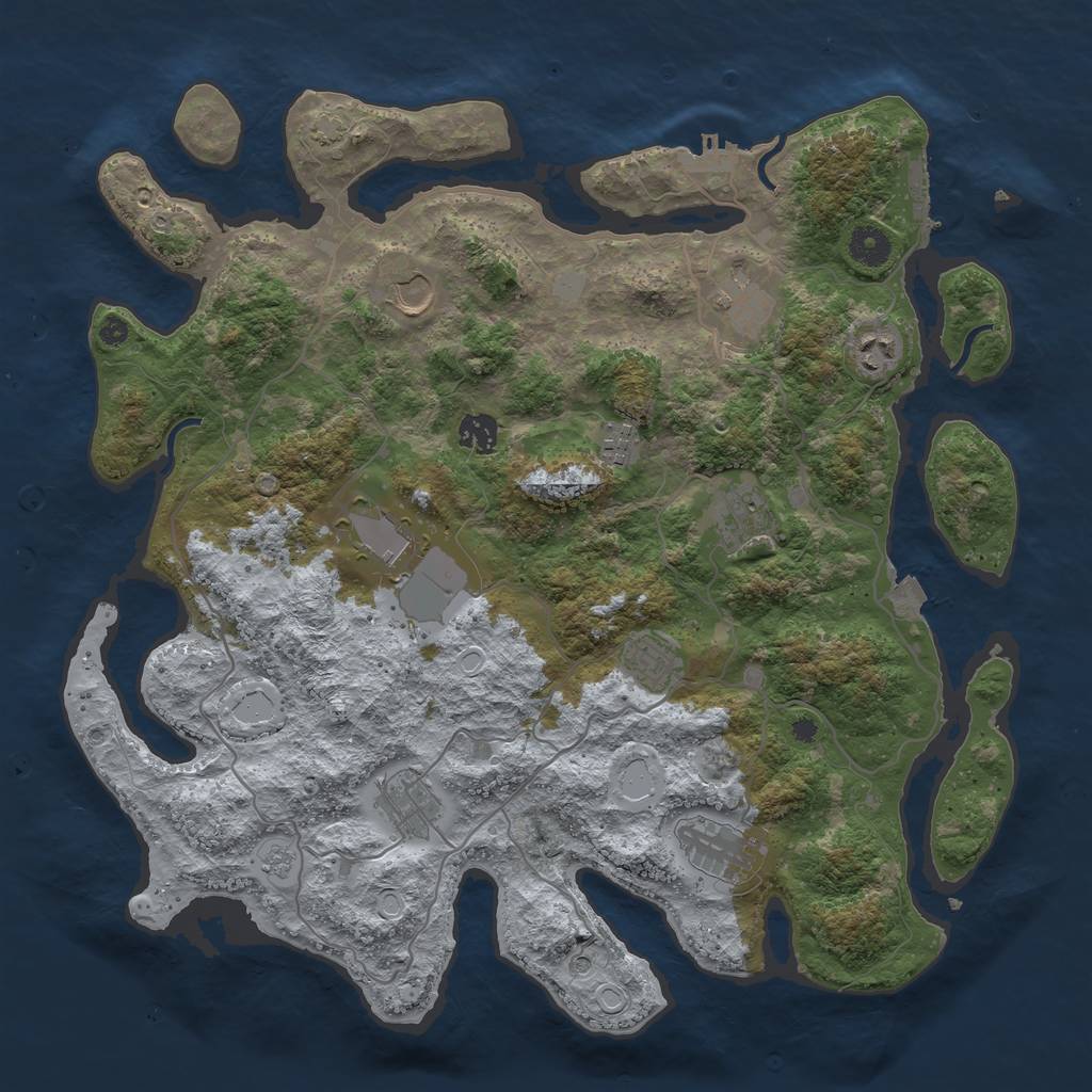 Rust Map: Procedural Map, Size: 4000, Seed: 169000, 18 Monuments