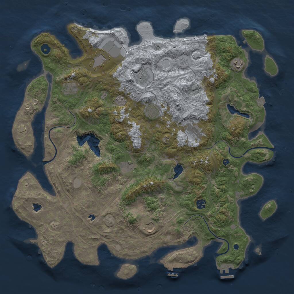 Rust Map: Procedural Map, Size: 4500, Seed: 846196518, 16 Monuments