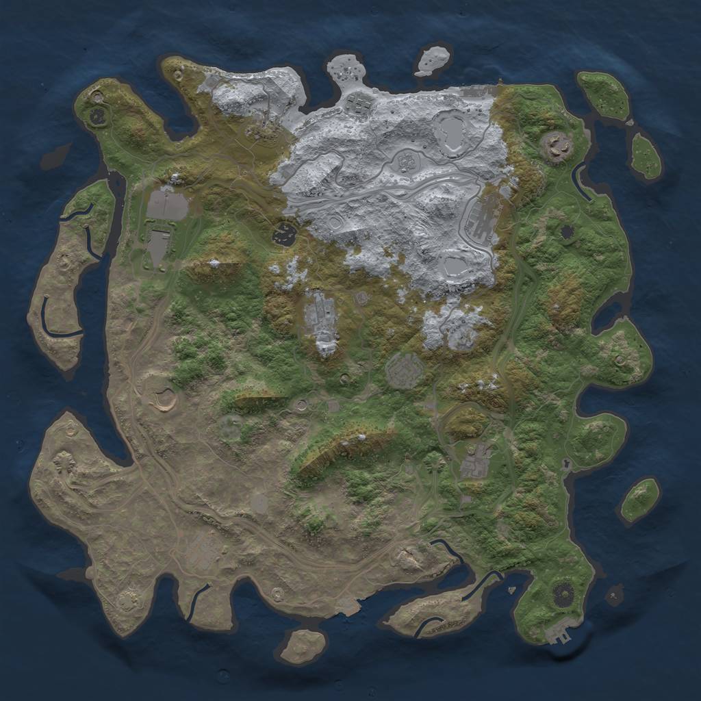 Rust Map: Procedural Map, Size: 4500, Seed: 846196518, 19 Monuments