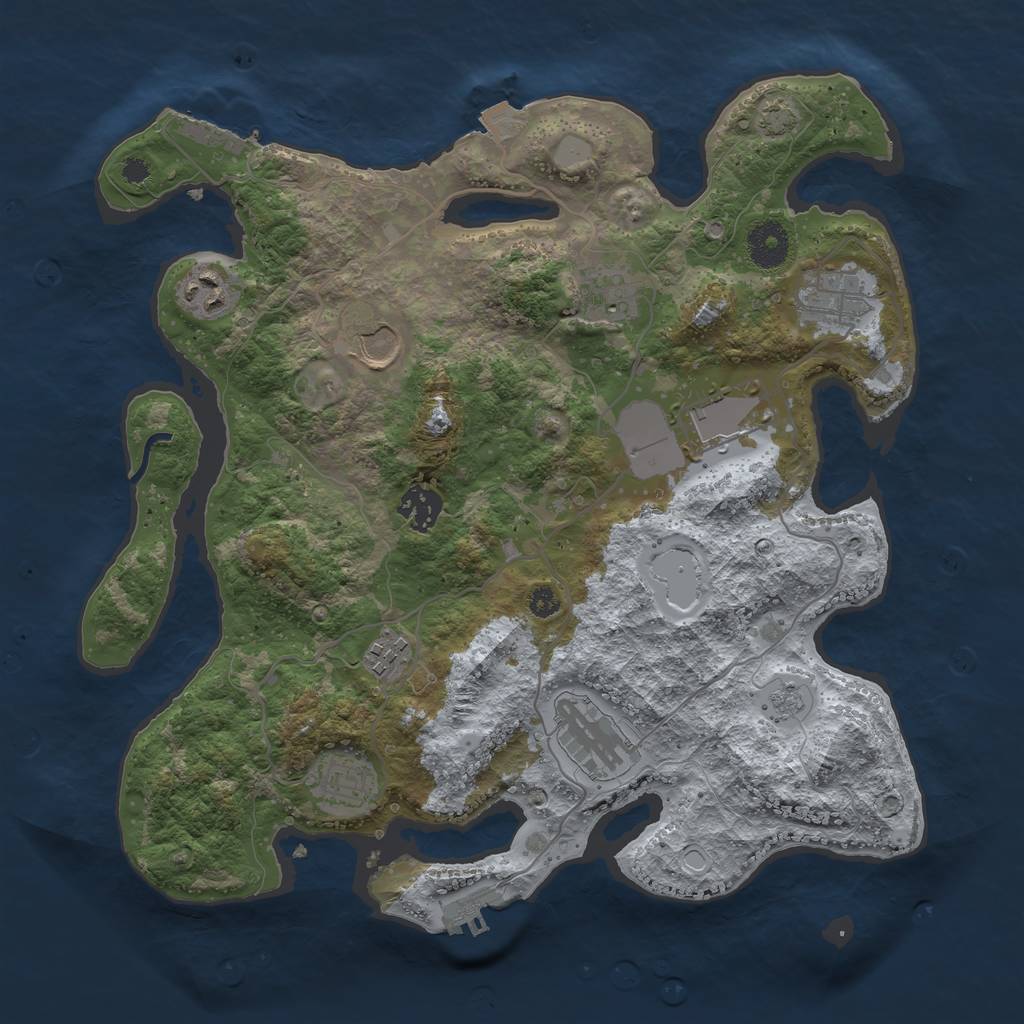 Rust Map: Procedural Map, Size: 3500, Seed: 1174955036, 16 Monuments