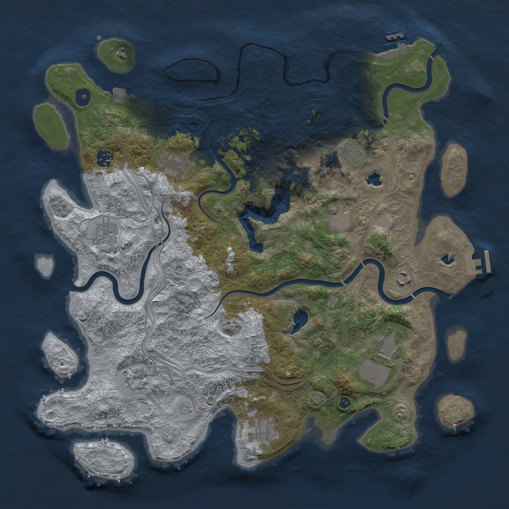 Rust Map: Procedural Map, Size: 4500, Seed: 609350935, 16 Monuments