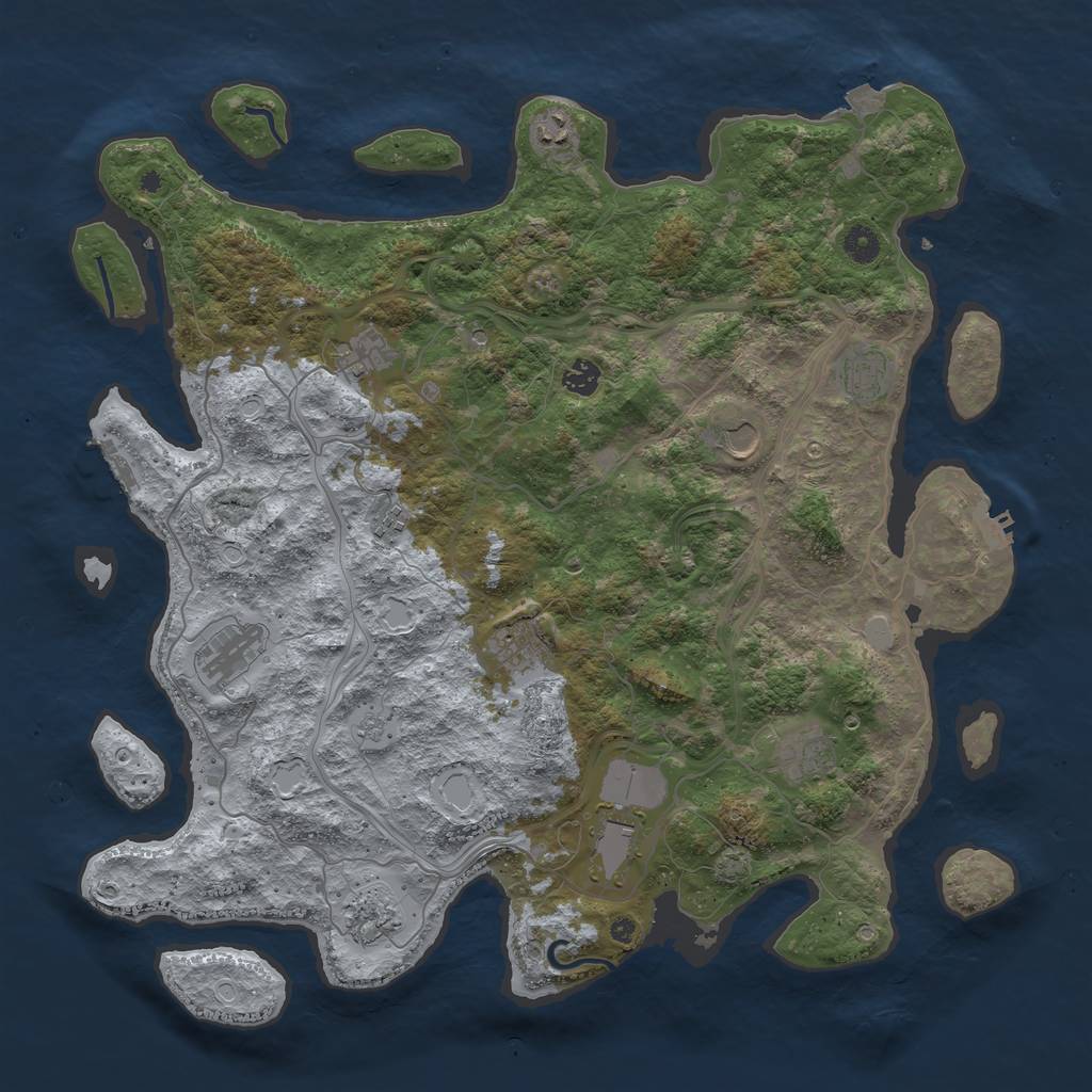 Rust Map: Procedural Map, Size: 4500, Seed: 609350935, 19 Monuments