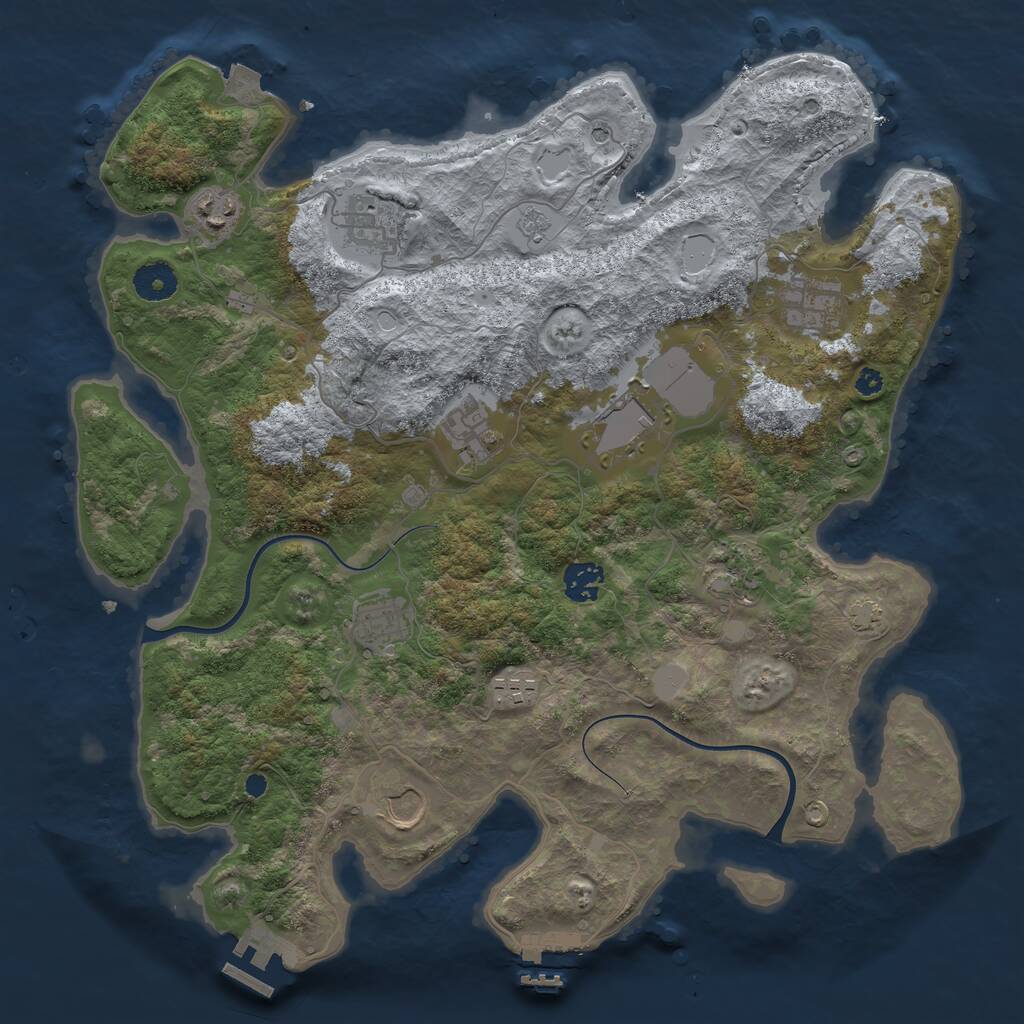 Rust Map: Procedural Map, Size: 3750, Seed: 125072071, 16 Monuments