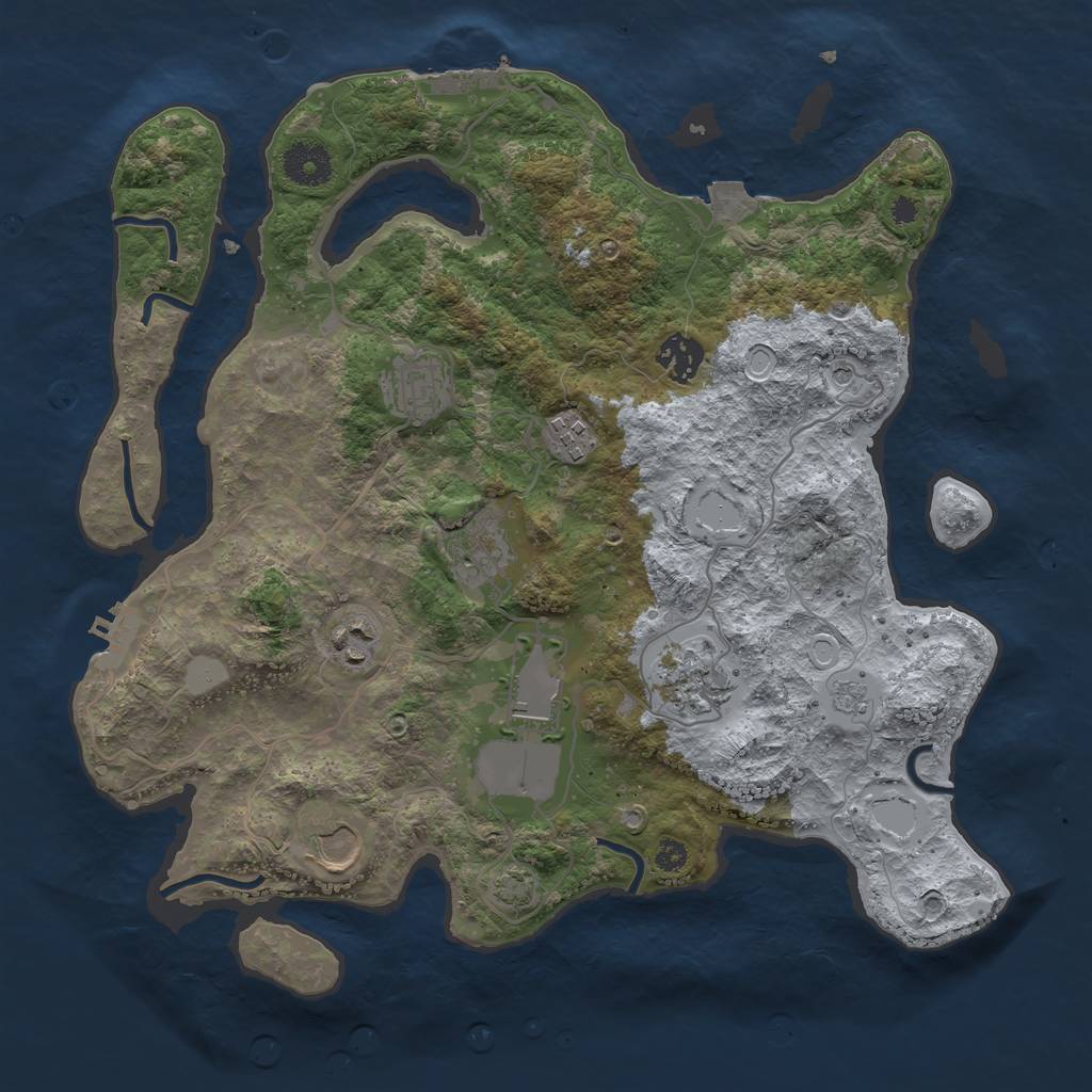 Rust Map: Procedural Map, Size: 3500, Seed: 35145021, 16 Monuments