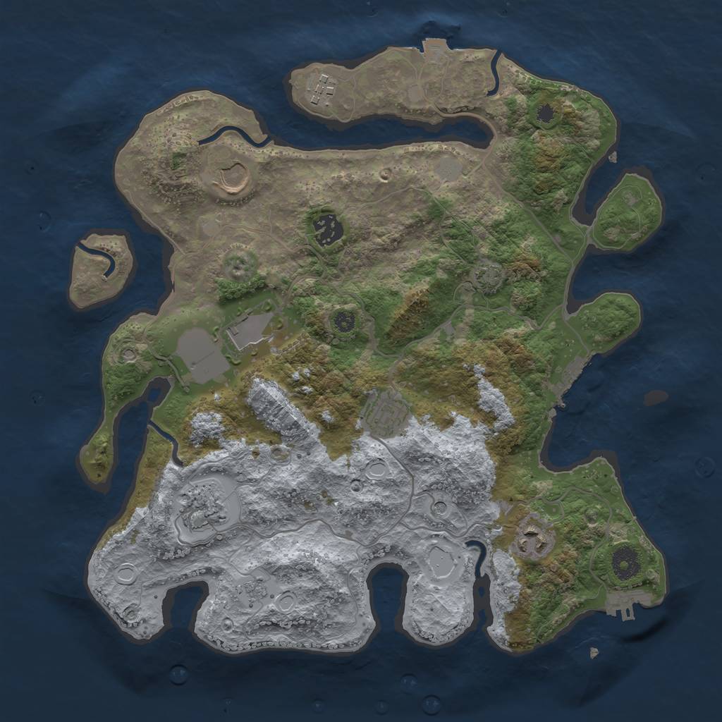 Rust Map: Procedural Map, Size: 3500, Seed: 1028404696, 15 Monuments