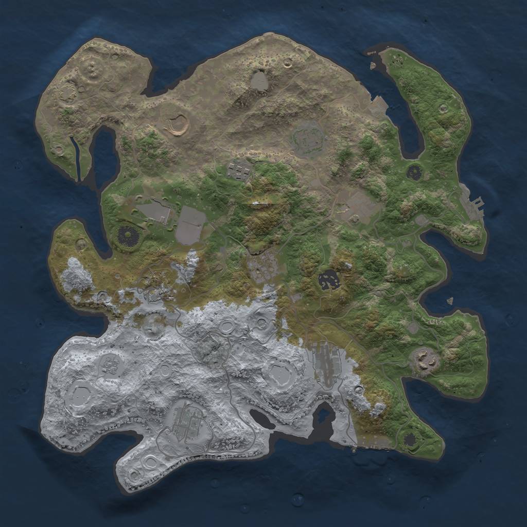 Rust Map: Procedural Map, Size: 3700, Seed: 497866471, 19 Monuments