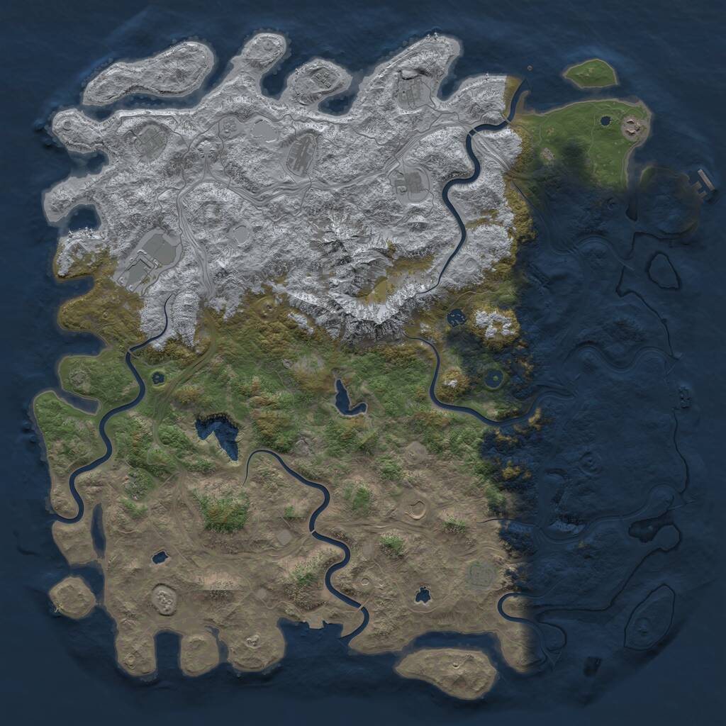 Rust Map: Procedural Map, Size: 6000, Seed: 19841216, 17 Monuments