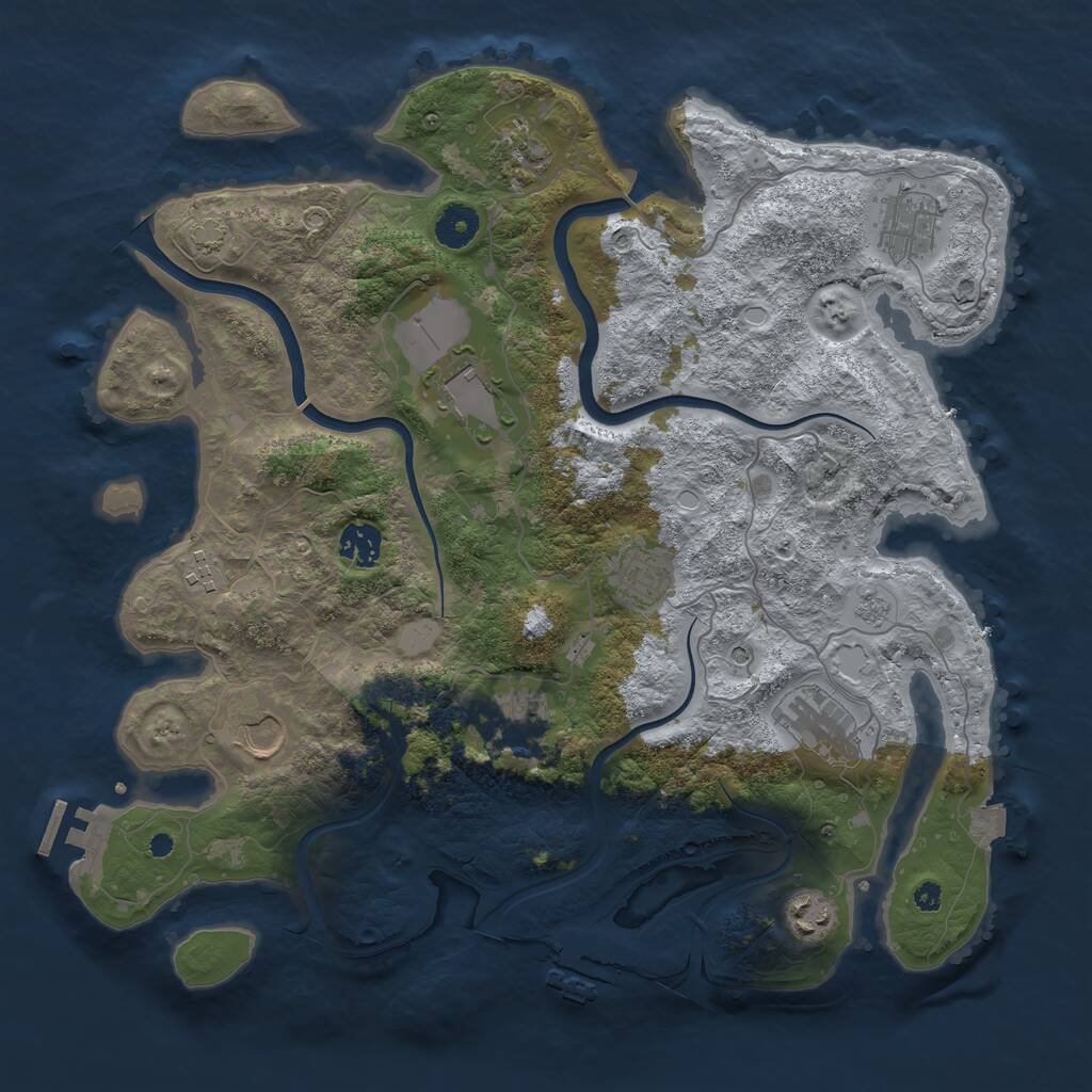 Rust Map: Procedural Map, Size: 3800, Seed: 1313960703, 16 Monuments