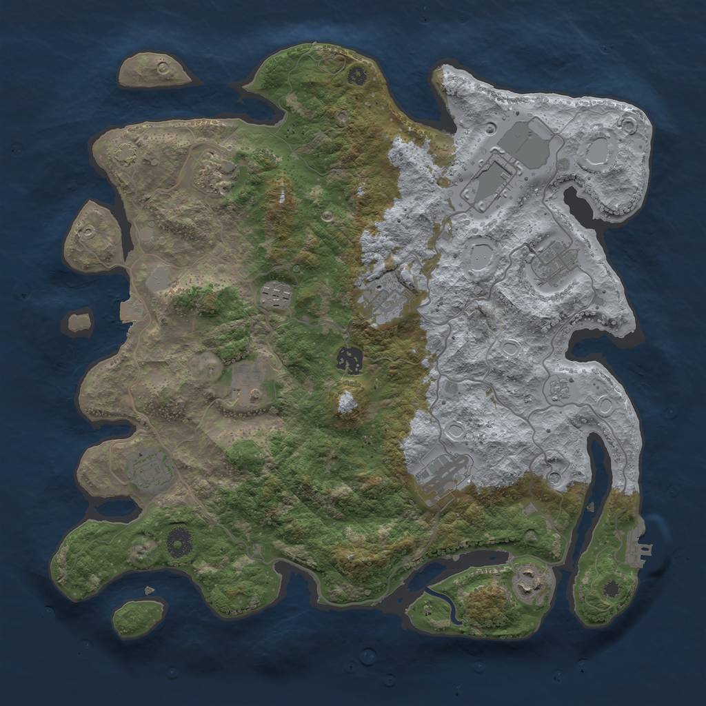 Rust Map: Procedural Map, Size: 3800, Seed: 1313960703, 17 Monuments