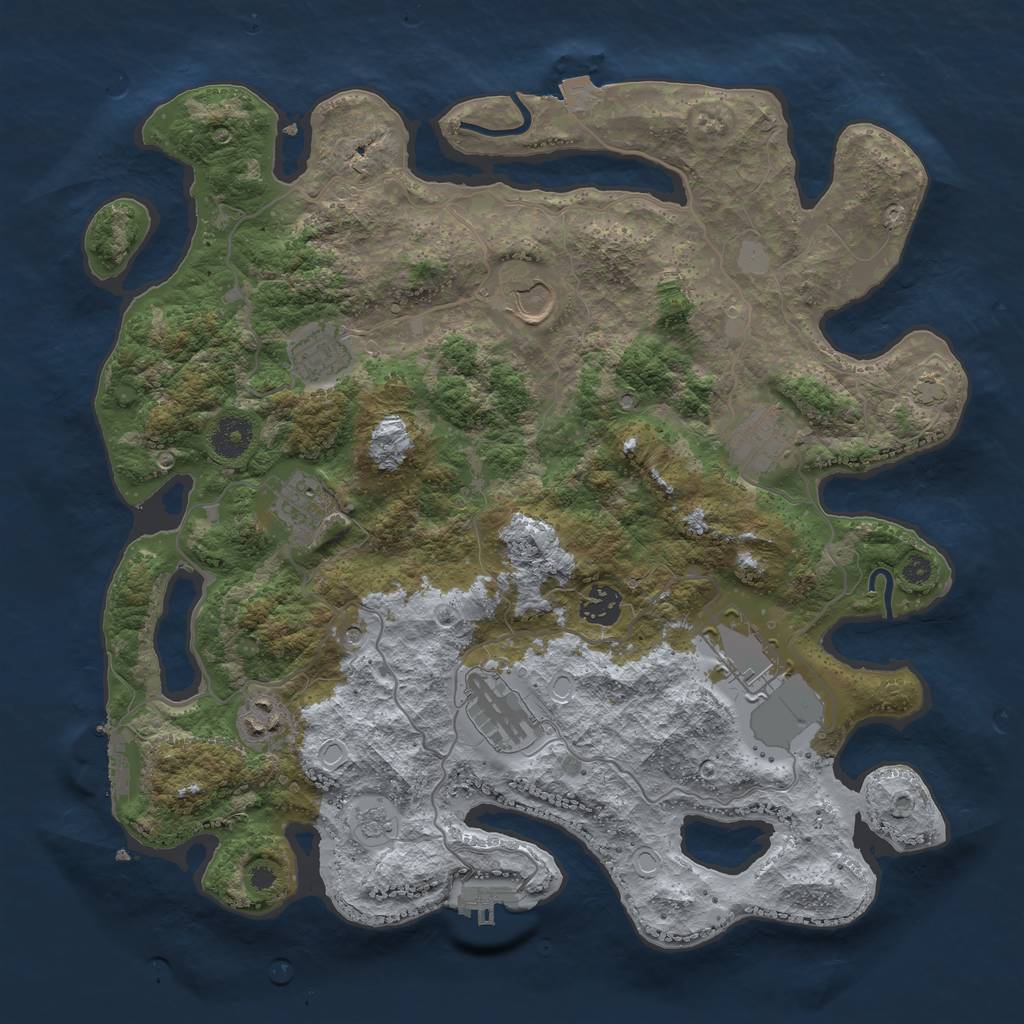 Rust Map: Procedural Map, Size: 3700, Seed: 1012655927, 16 Monuments
