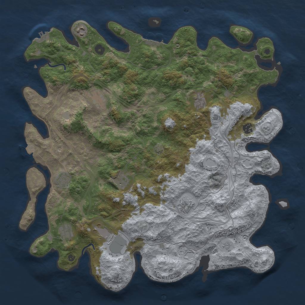 Rust Map: Procedural Map, Size: 4500, Seed: 1437694760, 18 Monuments