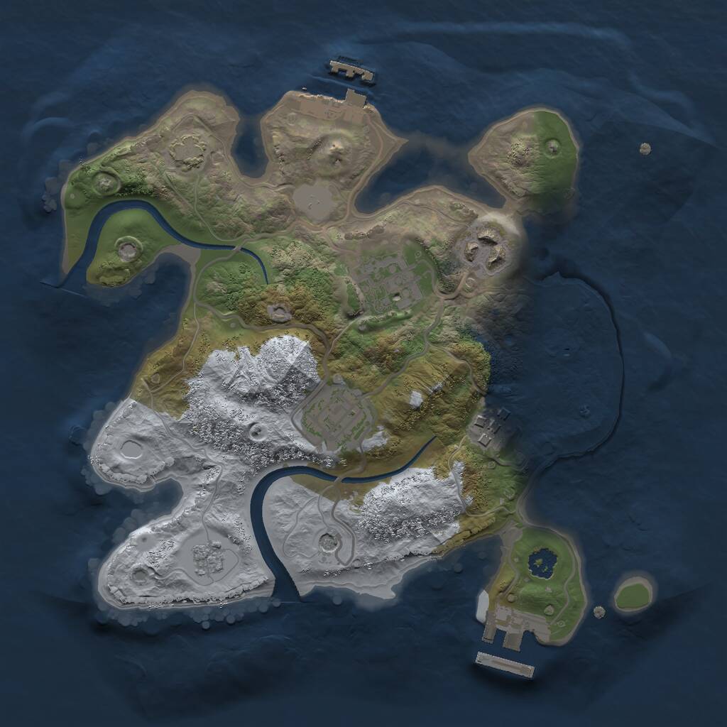 Rust Map: Procedural Map, Size: 2500, Seed: 1520547994, 10 Monuments