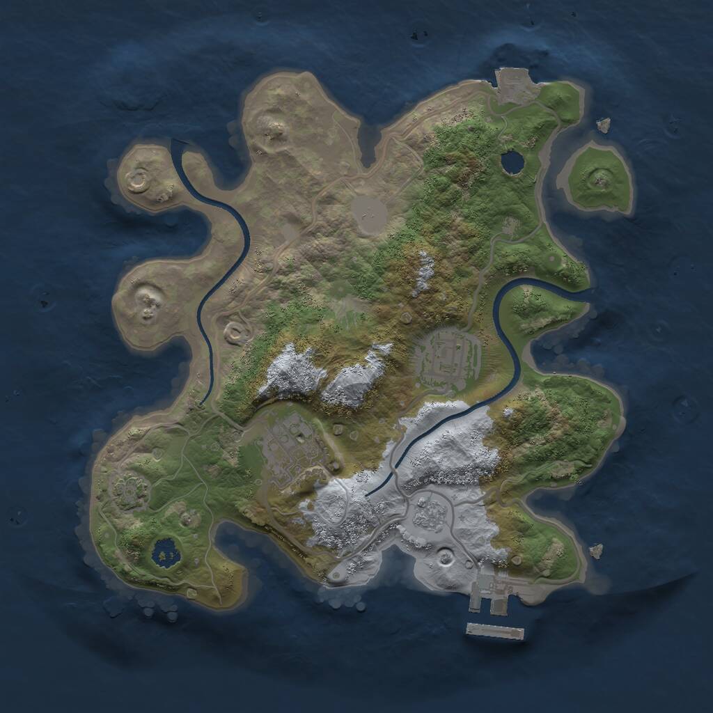 Rust Map: Procedural Map, Size: 2500, Seed: 710488399, 6 Monuments