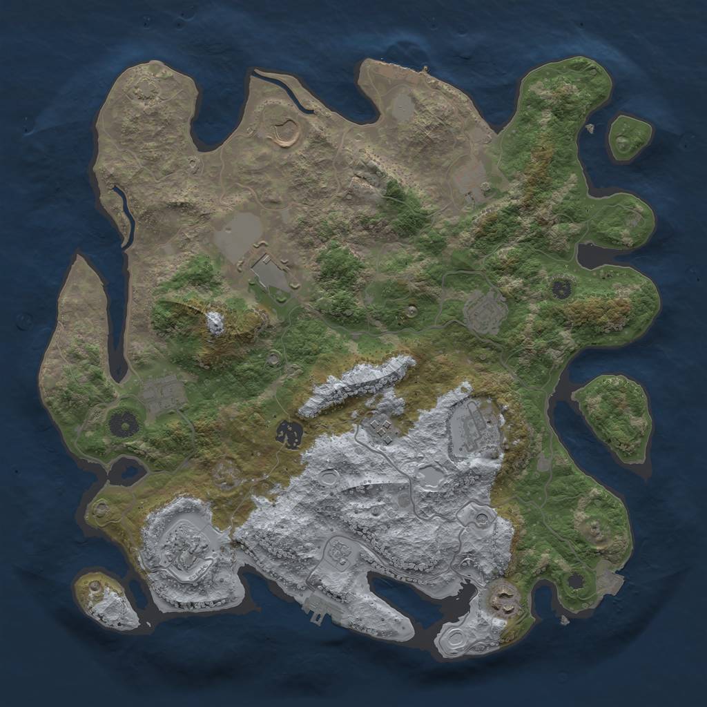 Rust Map: Procedural Map, Size: 3800, Seed: 23198908, 18 Monuments