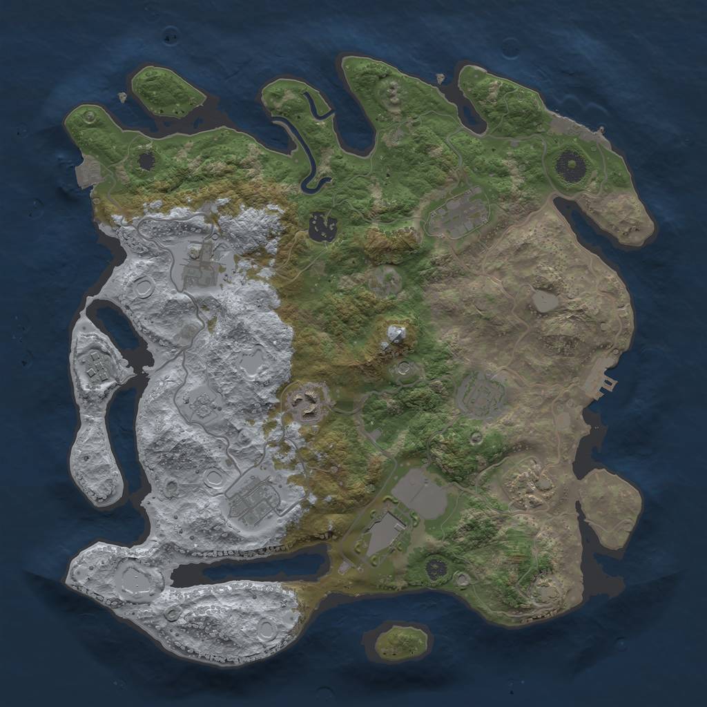 Rust Map: Procedural Map, Size: 3500, Seed: 303898909, 17 Monuments