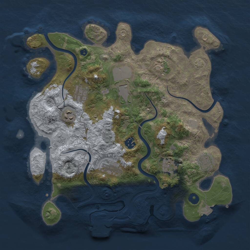 Rust Map: Procedural Map, Size: 3500, Seed: 880886809, 14 Monuments
