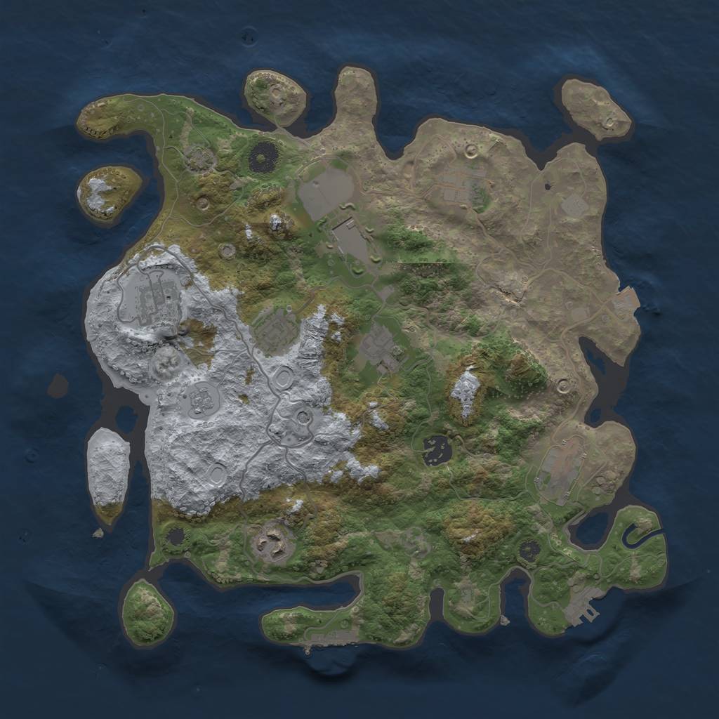 Rust Map: Procedural Map, Size: 3500, Seed: 880886809, 16 Monuments