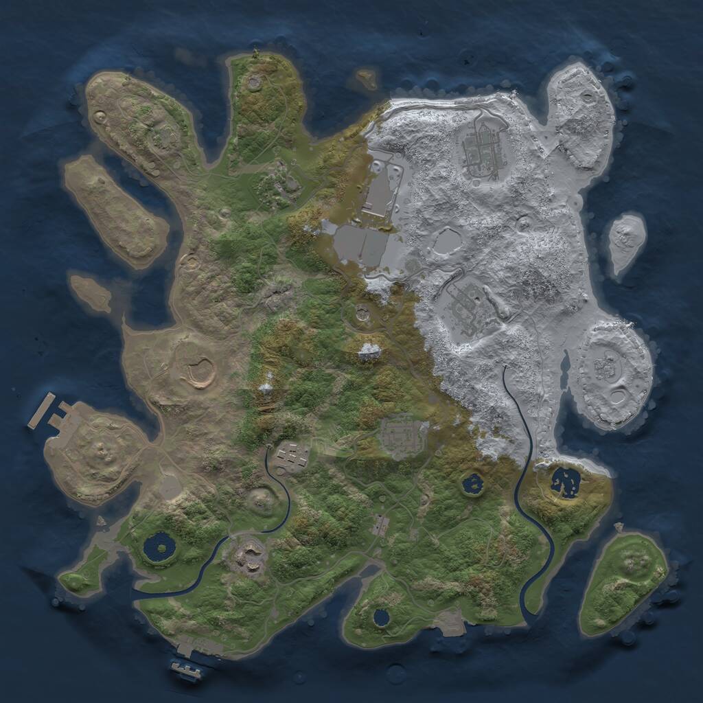 Rust Map: Procedural Map, Size: 3500, Seed: 740773240, 15 Monuments