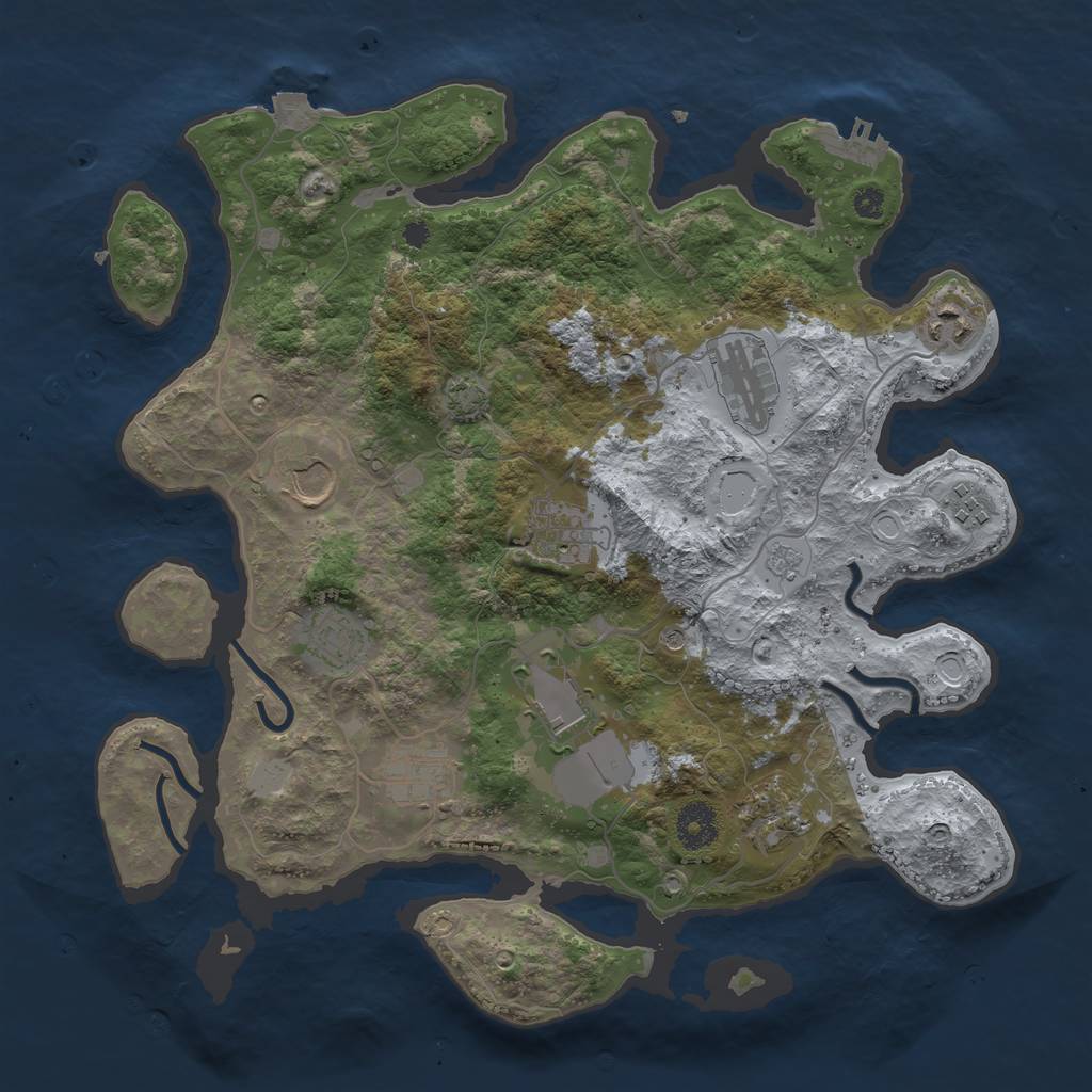 Rust Map: Procedural Map, Size: 3600, Seed: 1753408425, 16 Monuments