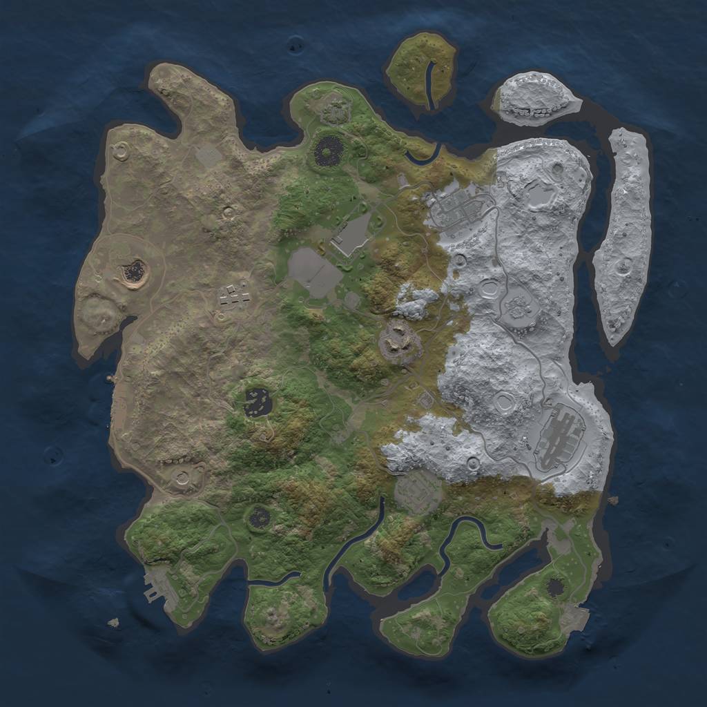 Rust Map: Procedural Map, Size: 3500, Seed: 1029613699, 16 Monuments