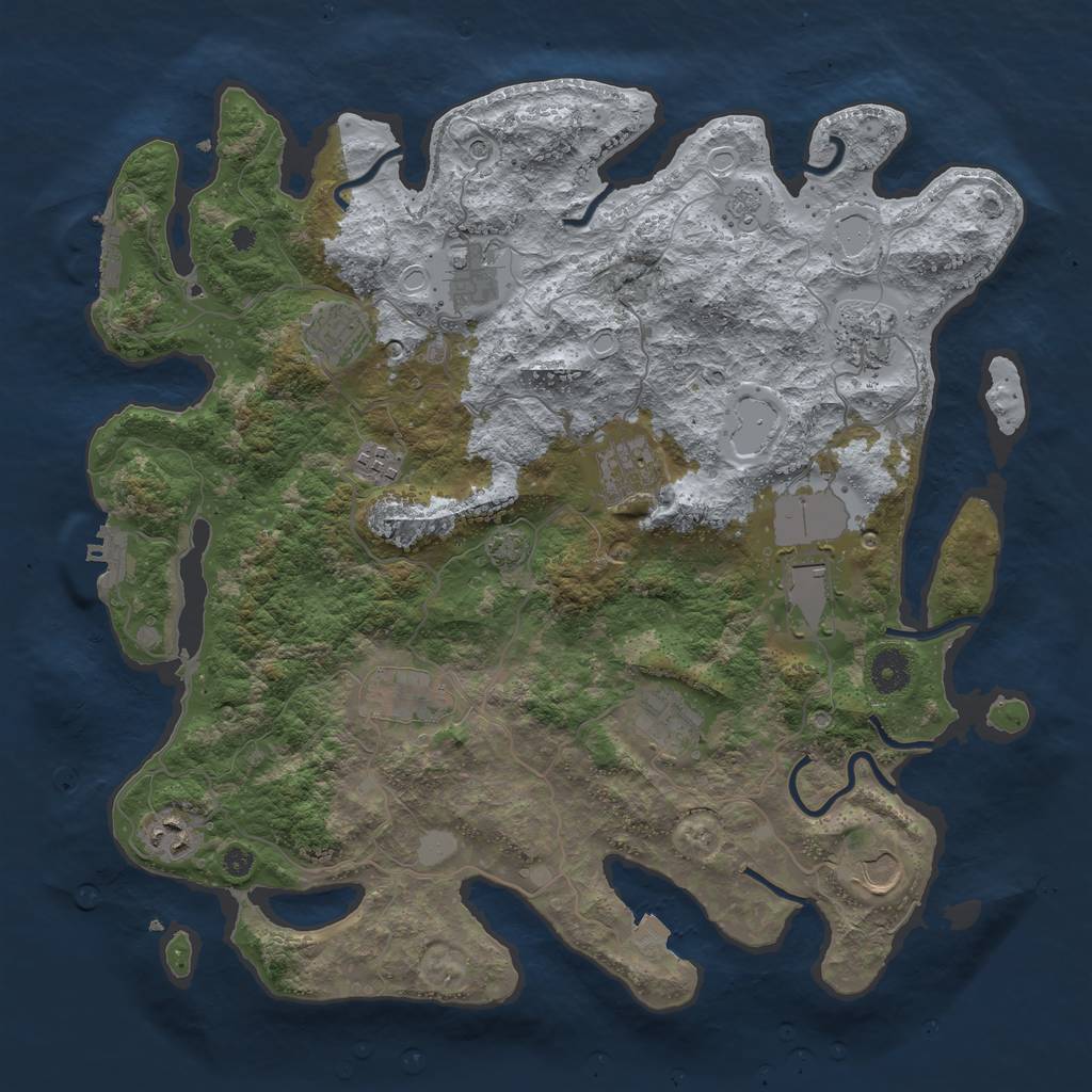Rust Map: Procedural Map, Size: 3900, Seed: 82726513, 18 Monuments