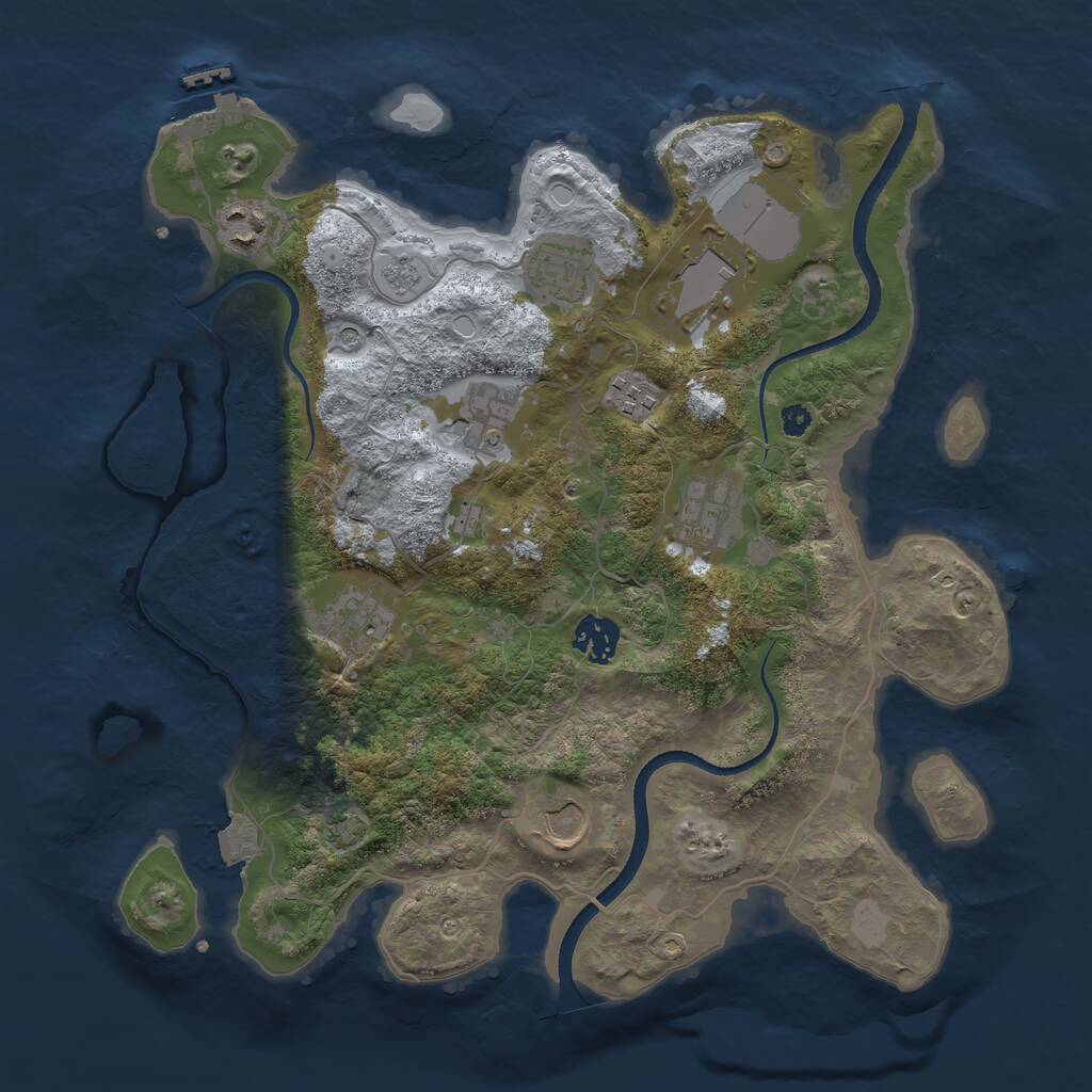 Rust Map: Procedural Map, Size: 3500, Seed: 94339530, 14 Monuments