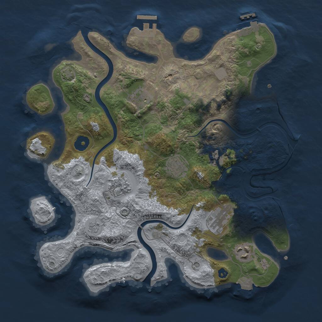 Rust Map: Procedural Map, Size: 3250, Seed: 1407650346, 12 Monuments
