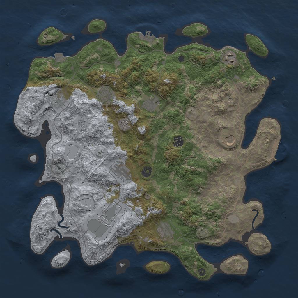 Rust Map: Procedural Map, Size: 4096, Seed: 858837151, 18 Monuments