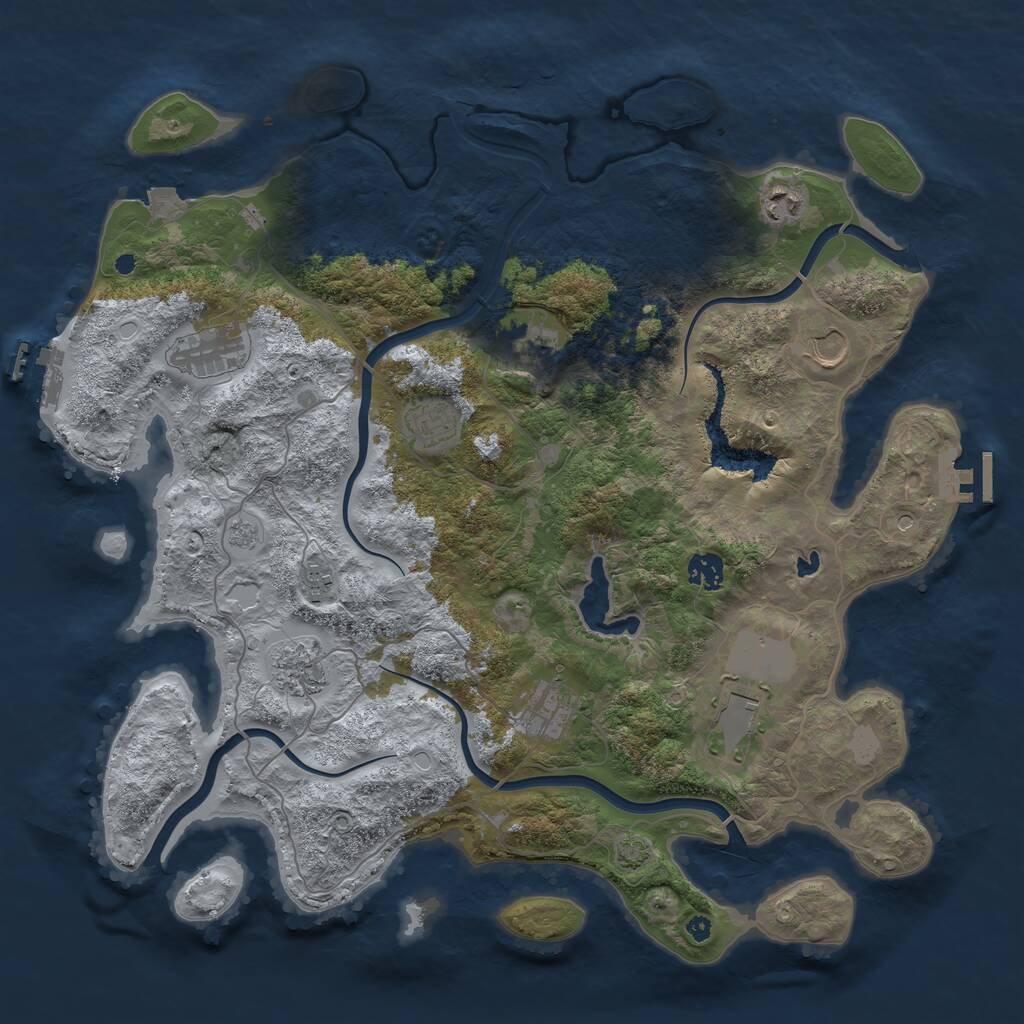 Rust Map: Procedural Map, Size: 4096, Seed: 858837151, 16 Monuments