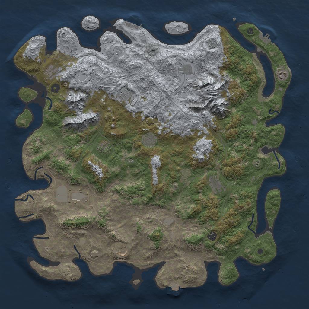 Rust Map: Procedural Map, Size: 5000, Seed: 246832157, 19 Monuments