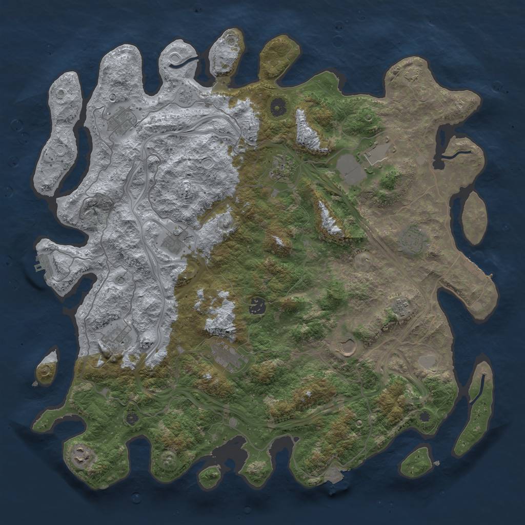 Rust Map: Procedural Map, Size: 4500, Seed: 1302632369, 19 Monuments