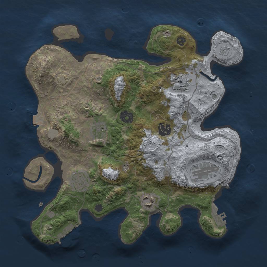 Rust Map: Procedural Map, Size: 3000, Seed: 1619918286, 14 Monuments