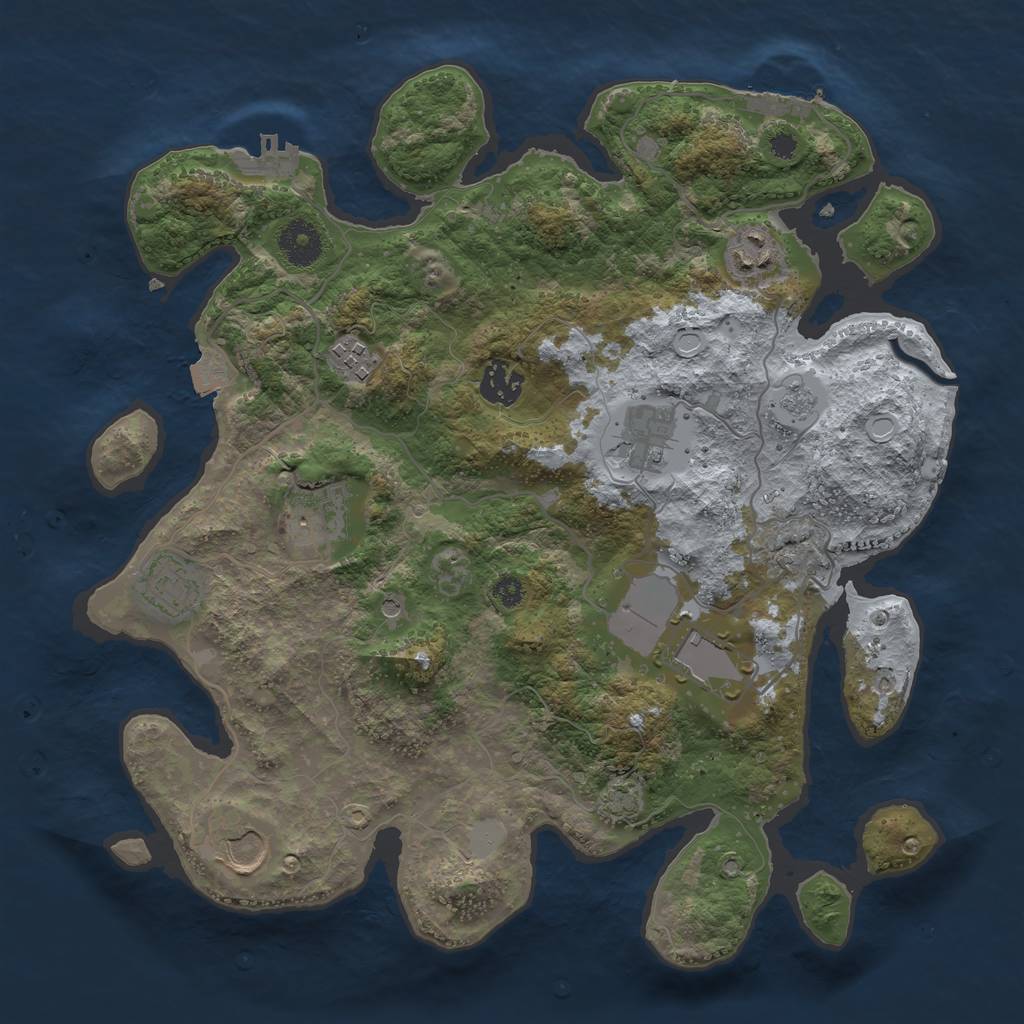 Rust Map: Procedural Map, Size: 3500, Seed: 415994778, 16 Monuments