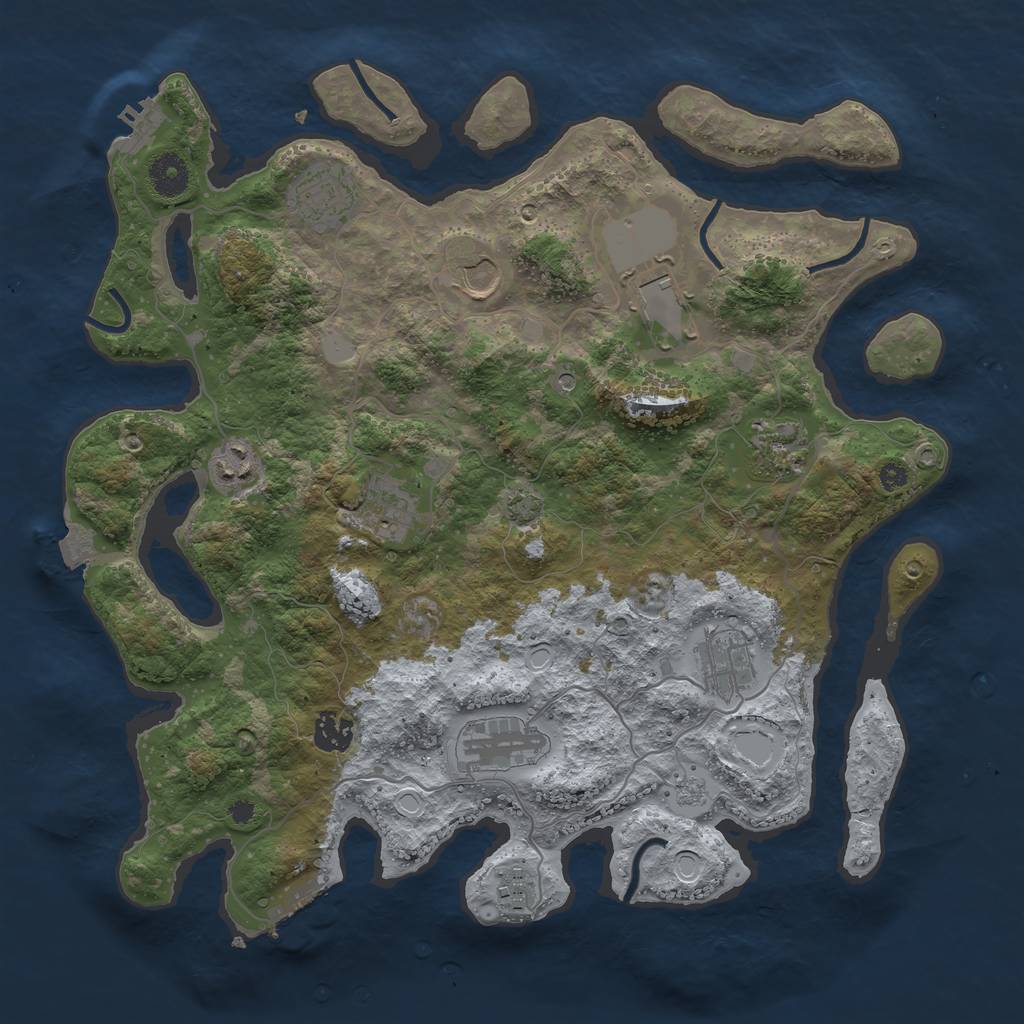 Rust Map: Procedural Map, Size: 3750, Seed: 630447, 18 Monuments