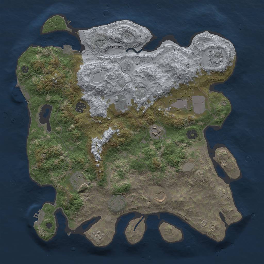 Rust Map: Procedural Map, Size: 3750, Seed: 1400649765, 17 Monuments