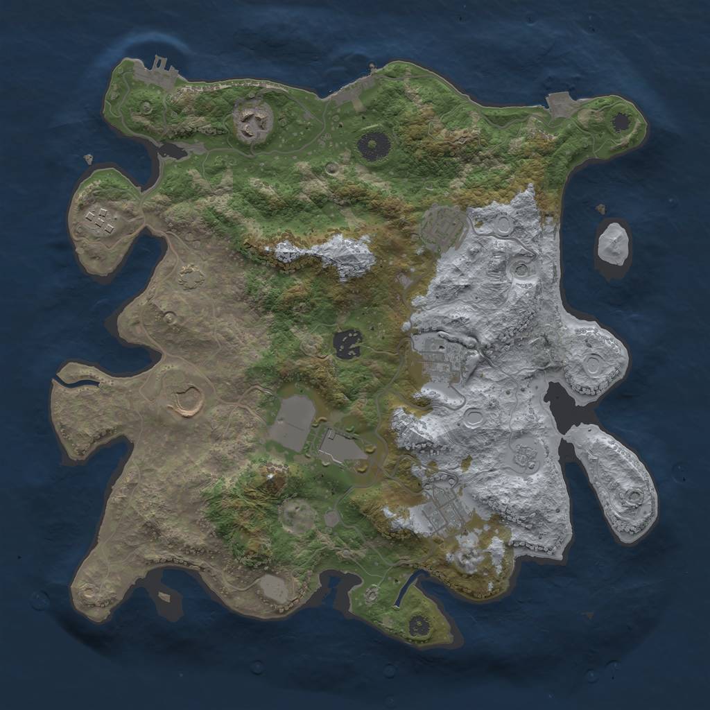Rust Map: Procedural Map, Size: 3500, Seed: 76686392, 16 Monuments