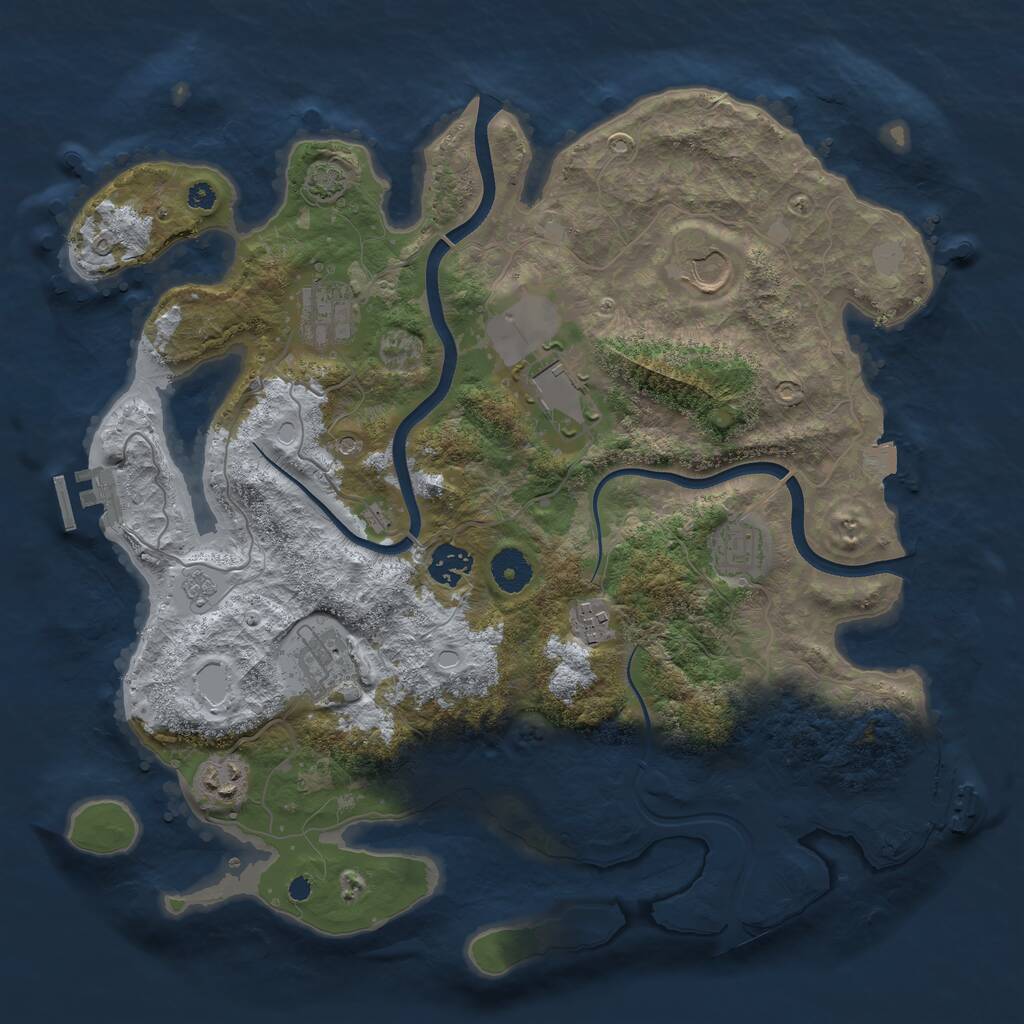 Rust Map: Procedural Map, Size: 3700, Seed: 617075693, 14 Monuments
