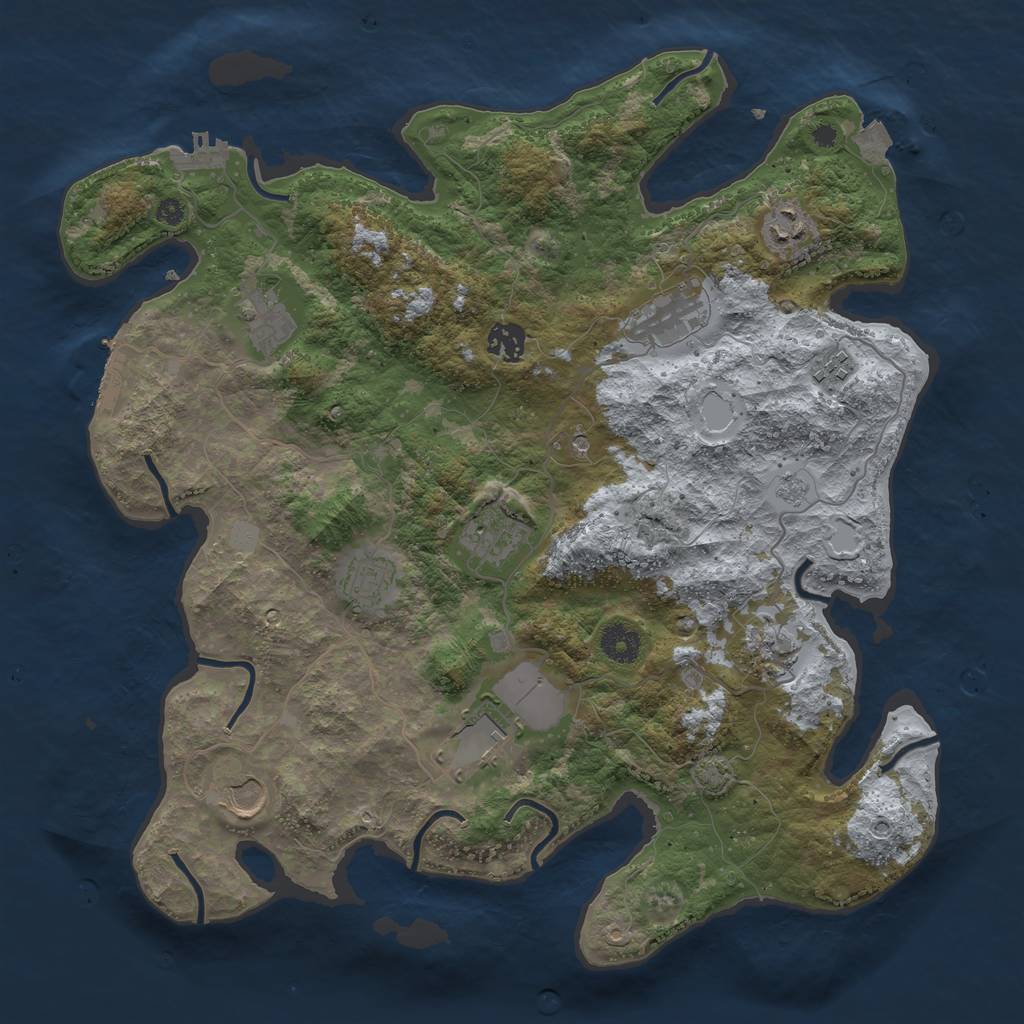 Rust Map: Procedural Map, Size: 3850, Seed: 739124779, 18 Monuments