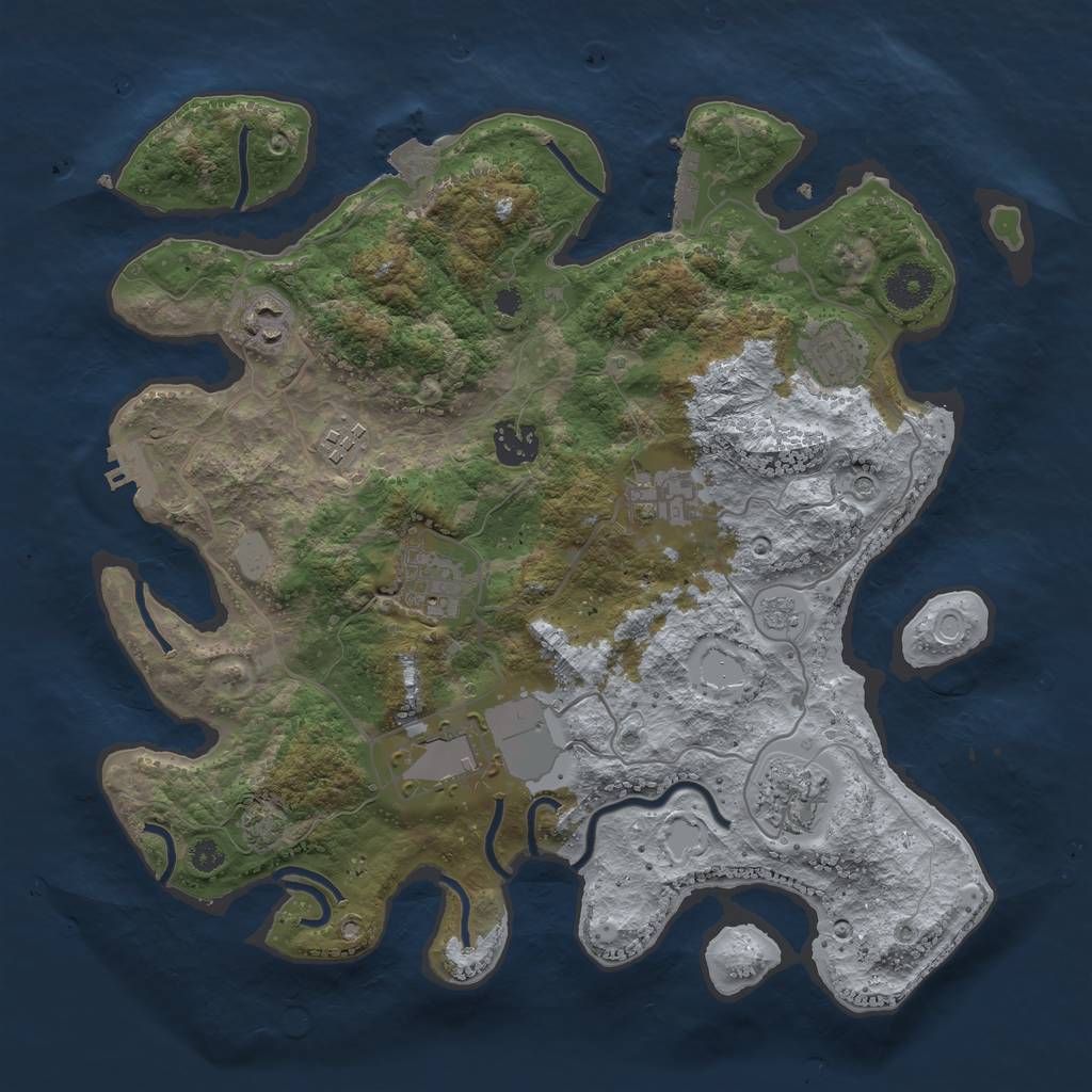 Rust Map: Procedural Map, Size: 3500, Seed: 792947753, 16 Monuments