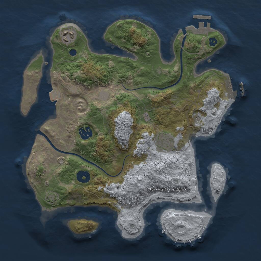 Rust Map: Procedural Map, Size: 3000, Seed: 1724942048, 8 Monuments