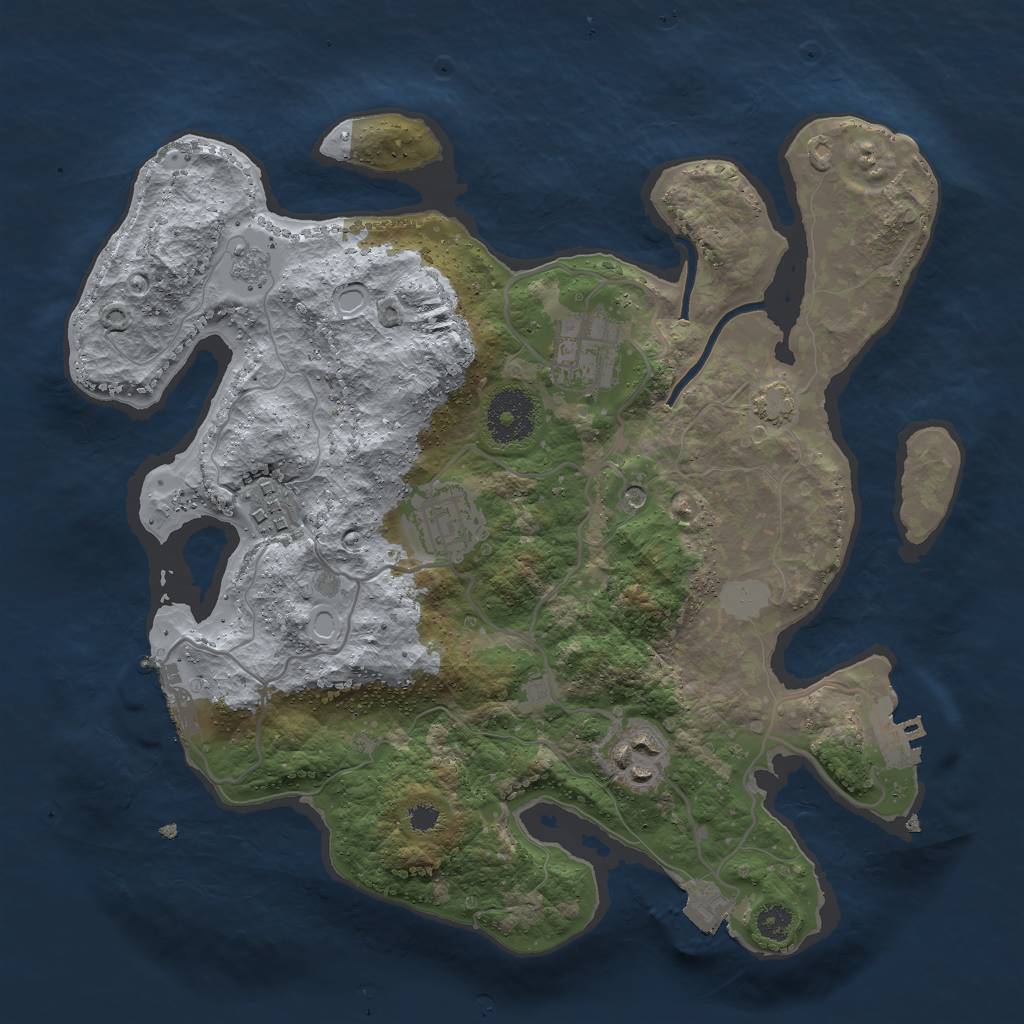 Rust Map: Procedural Map, Size: 3000, Seed: 1972302817, 12 Monuments