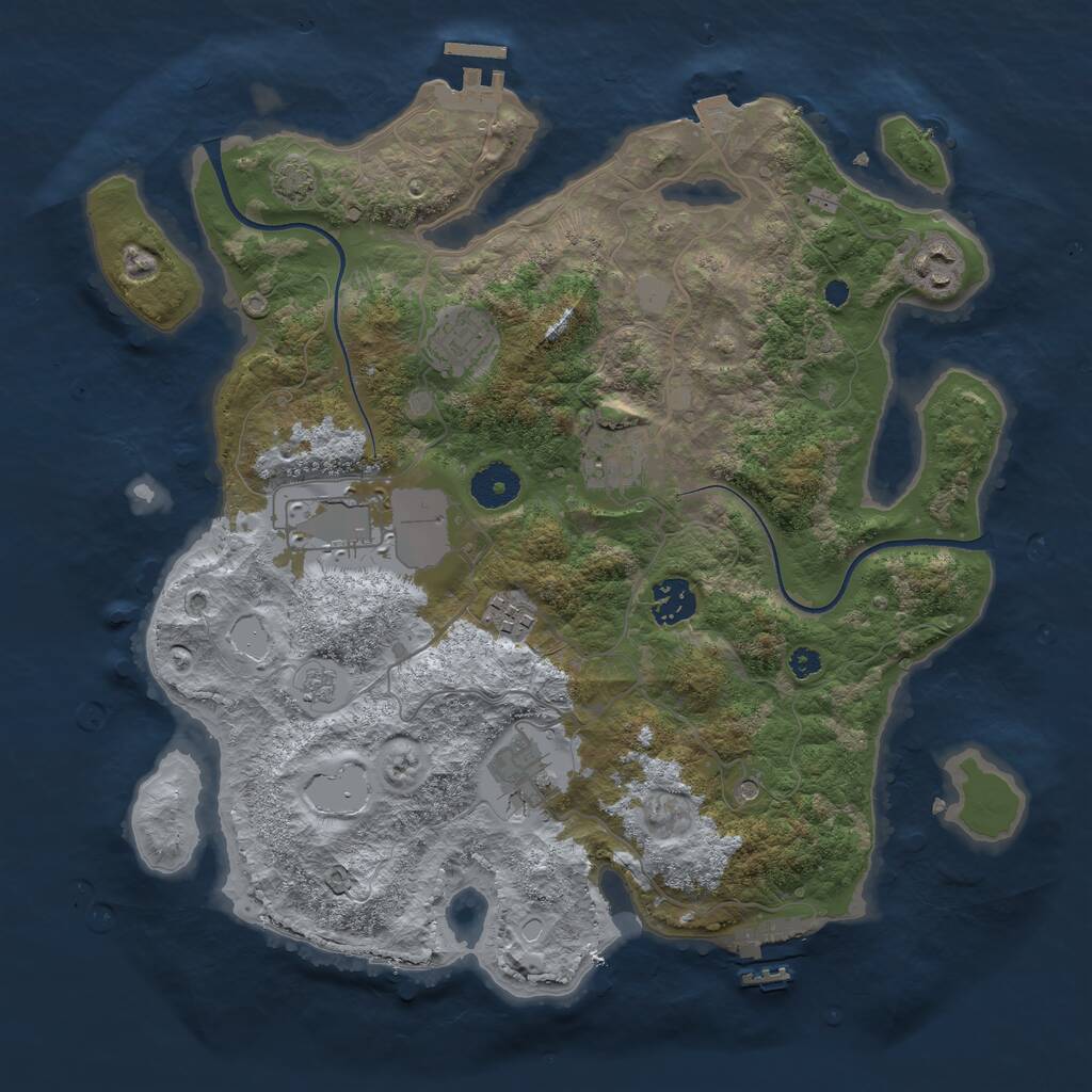 Rust Map: Procedural Map, Size: 3550, Seed: 918762353, 13 Monuments